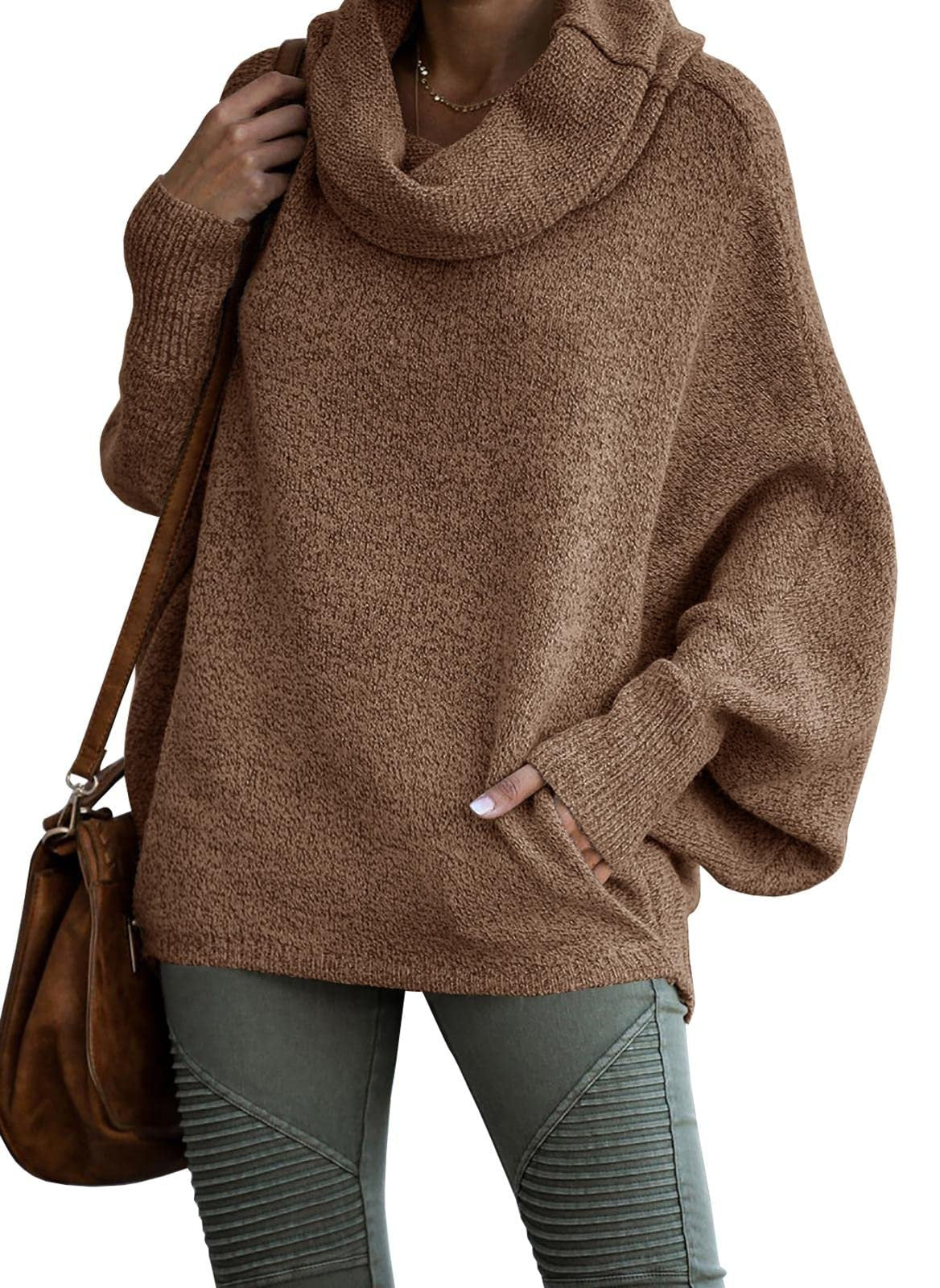 ✨Women's Cowl Neck Pullover Sweaters with Pockets (Buy 2 Free Shipping)