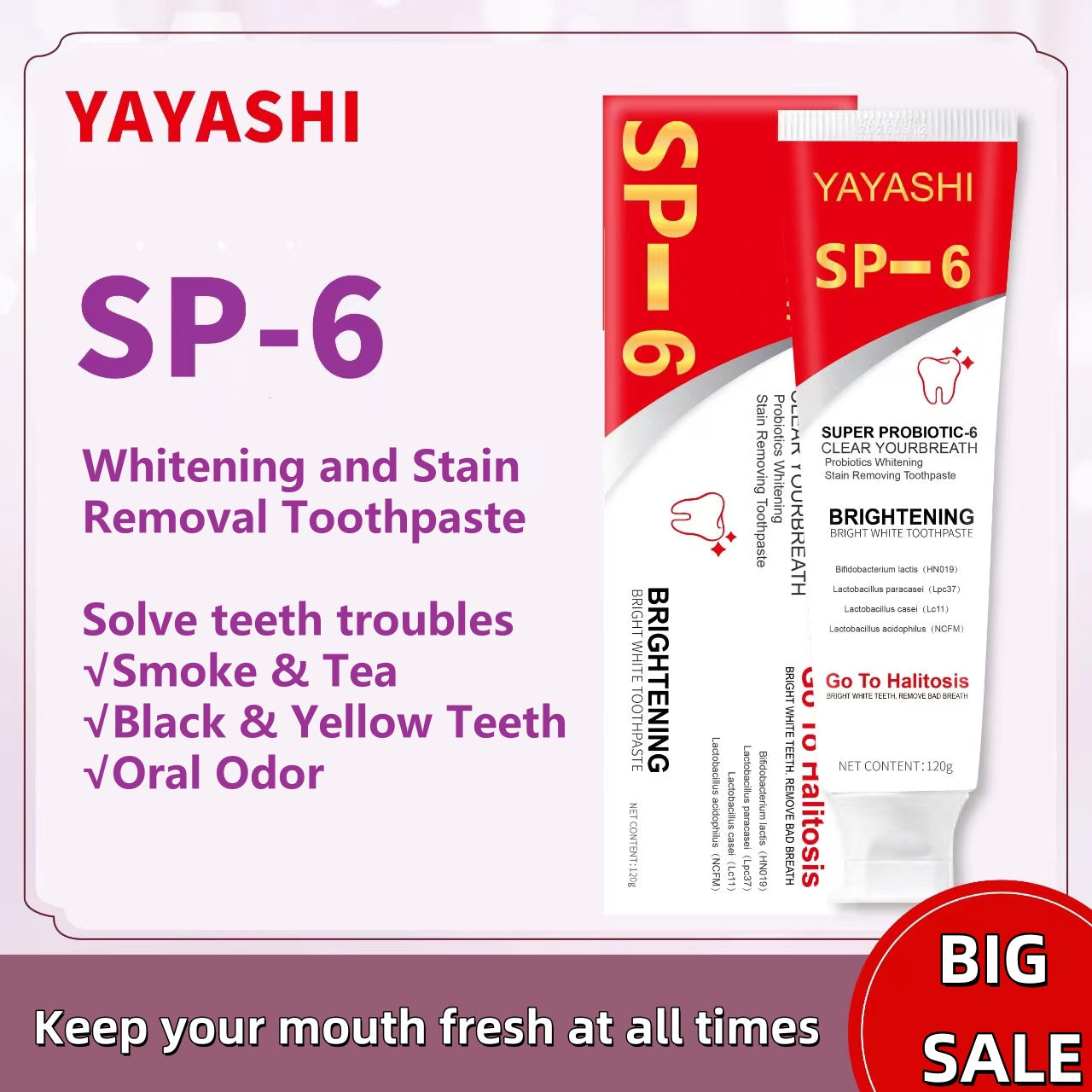 🔥2024 HOT SALE🔥YAYASHI SP-6 Probiotic Whitening Toothpaste